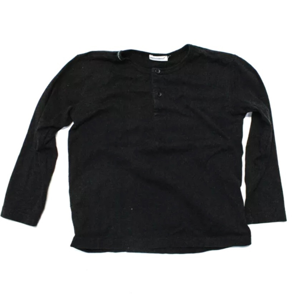 Dolce and Gabbana Kids Child Cotton Long Sleeve Half Button Top Black 5